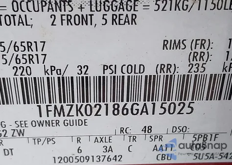 2006 Ford Freestyle Sel из США, поврежденный, VIN 1FMZK02186GA15025